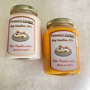 2 New Soy Candles Large Jars 12oz Made in USA Natural